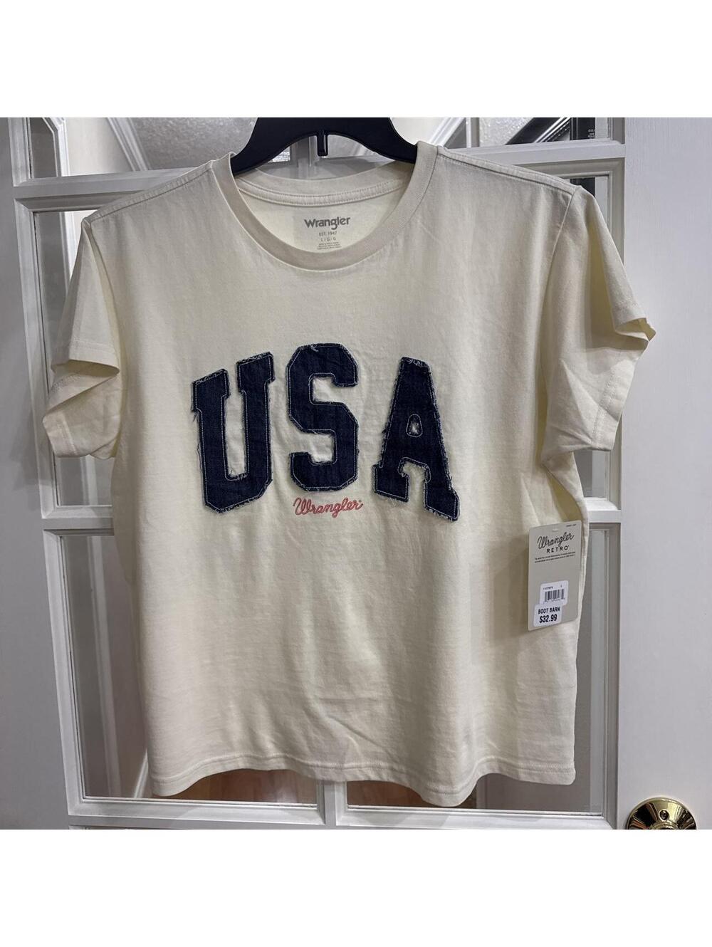 Wrangler Women's Cream and White Tshirt